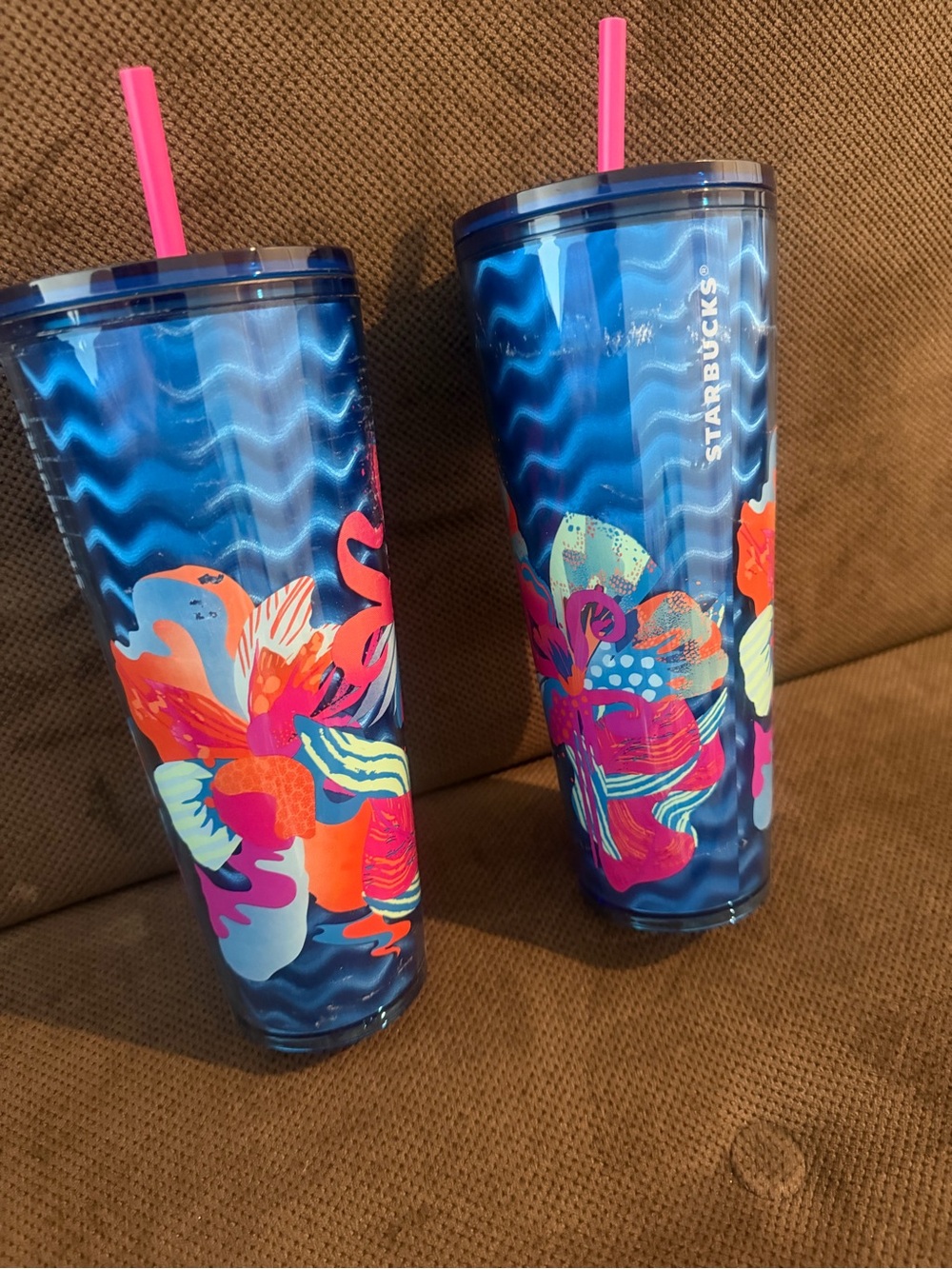 Starbucks 2024 Tumbler Blue Wave Floral Holographic Cold Cup Venti 24oz